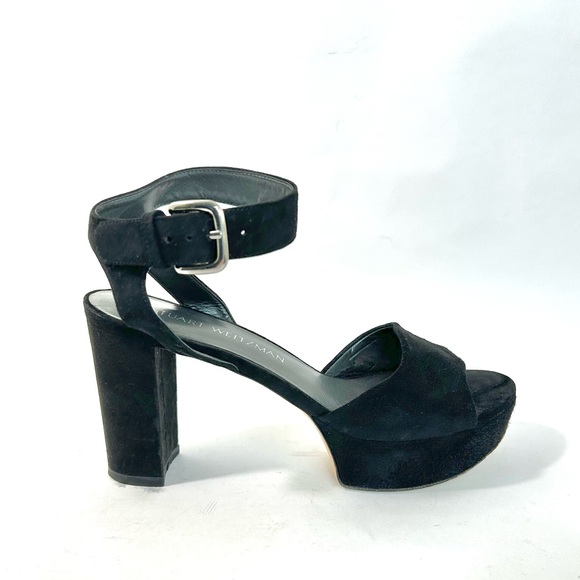 Stuart Weitzman RealDeal High Heel Platform Sandals Black Suede size 7 - Picture 1 of 12